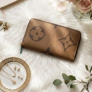 Monogram Zip-Around Wallet in Brown